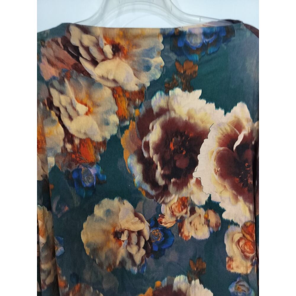 5397)Bryn Walker L Fiori Lagenlook Watercolor Floral Print Jersey Gabo Tunic - Picture 6 of 10
